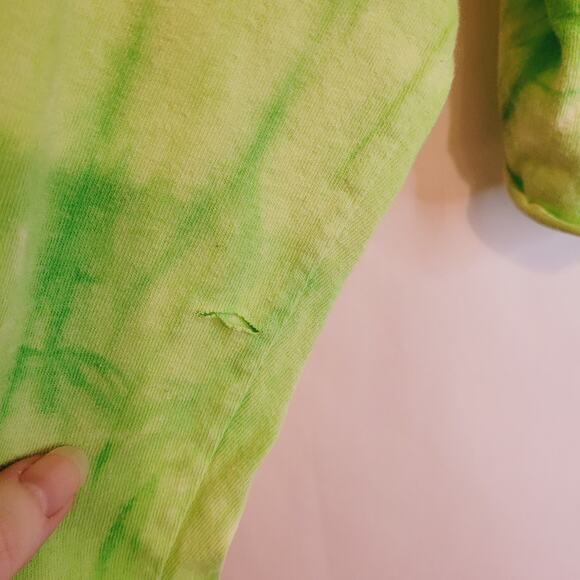 Shadow Hill green tie dyed cut off long sleeved t-shirt - Picture 6 of 8